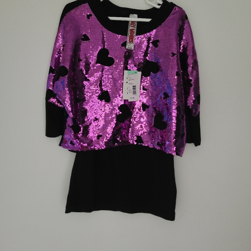 KNIT WORKS  2 pieces crop sequin tank